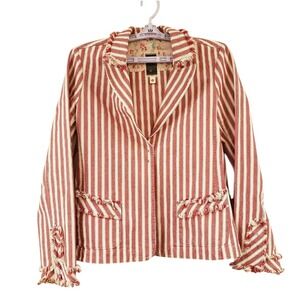 Vintage Anthropology Burning Torch Fits Size Small Blazer Red White Stripes Nice
